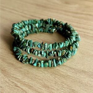 Green KINGMAN Turquoise 3 row Wrap Bangle bracelet